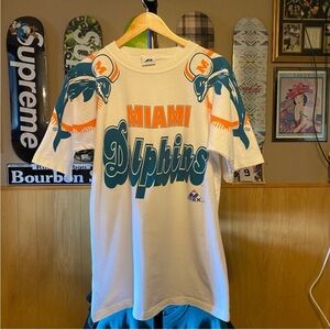 Vintage 90's apex pro line Miami dolphins all over double-sided rare ONE PIECE